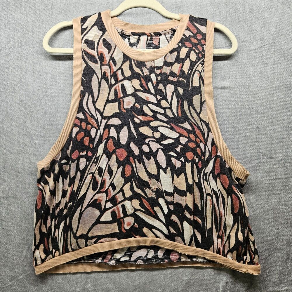Free People Movement Womens Tank Top Size Small Butterfly Print Atheisure Gym